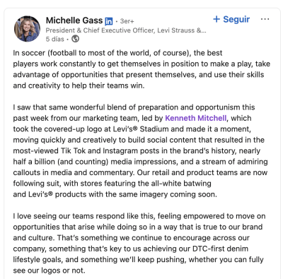 Publicado en LinkedIn por Michelle Gaz
